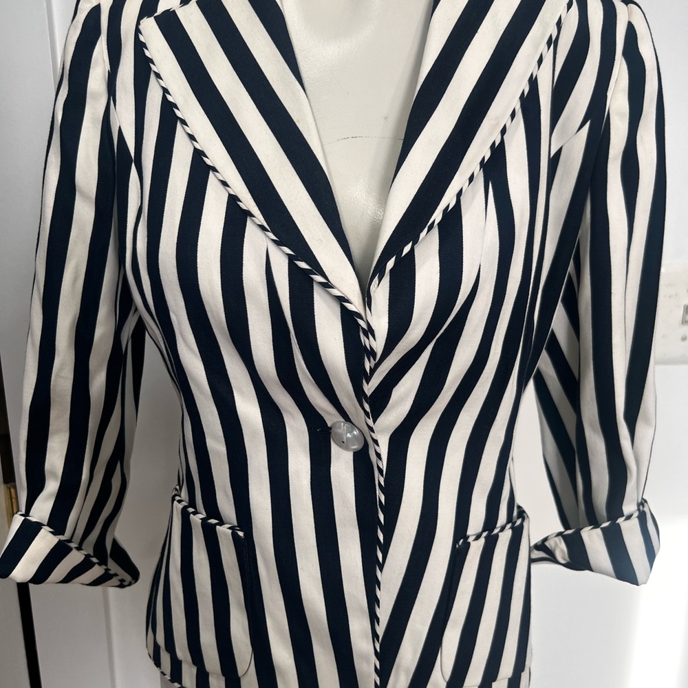 Michelle Moissan Paris Striped Black and White Women's Blazer
